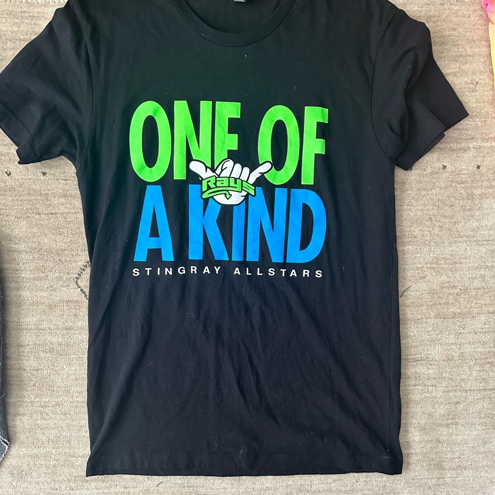 Next Level Apparel Black Tee with Green and Blue Print